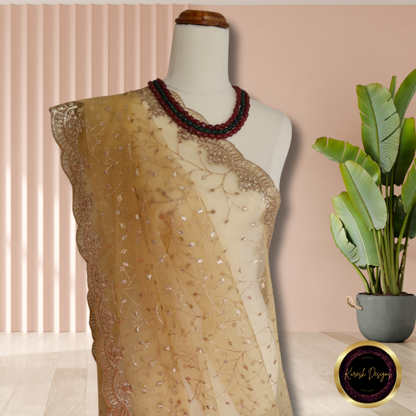Gold Sequined/Embroided Net Dupattas